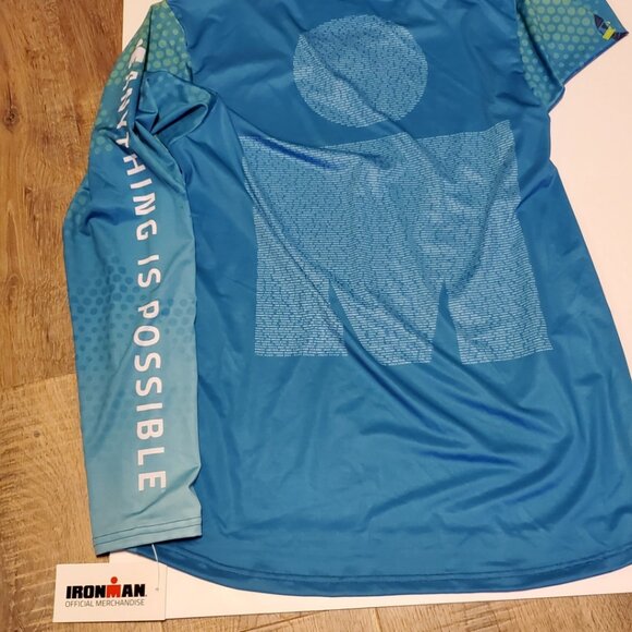 Ironman Official Aqua Blue Long Sleeve Running Shirt - Size Medium - NWT - Picture 7 of 8